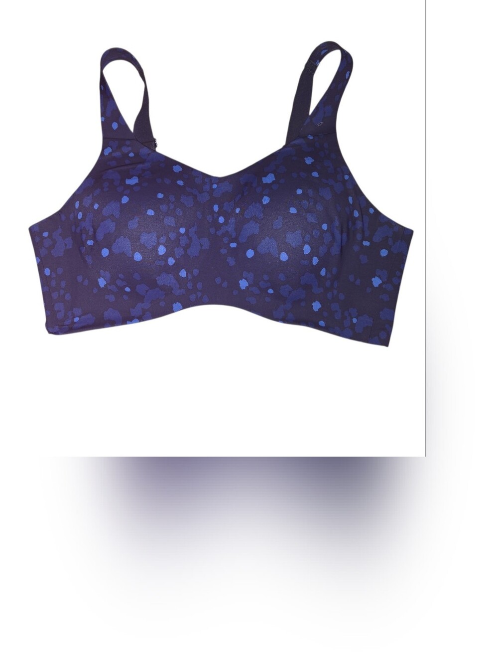 knix Wireless Seamless Bra in Navy with Blue Spot Print